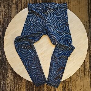 Terez x Peloton Blue and Black Geometric Womens Leggings
